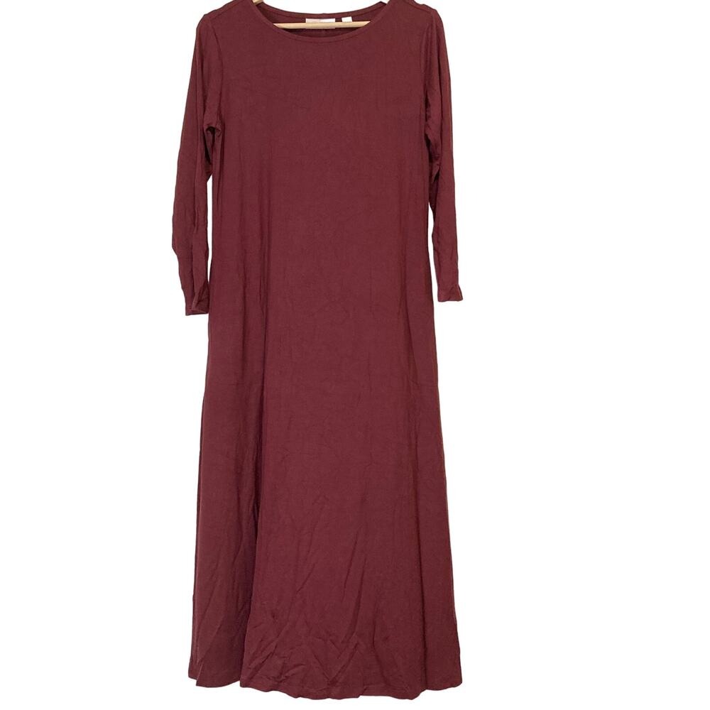 A624951 BELLE by Kim Gravel Rayon Span Bracelet Sleeve Maxi Dress Wine Petite L